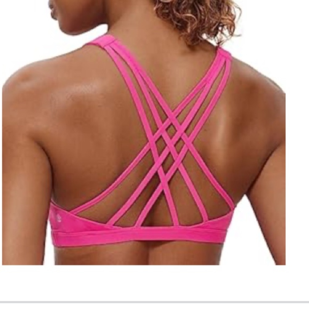 Women's Pink Strappy Sports Bra